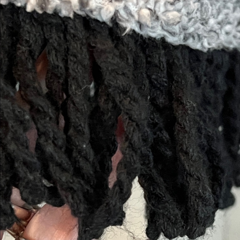 Vince Camuto Gray and Black Textured Fringe Sweater - Picture 7 of 9